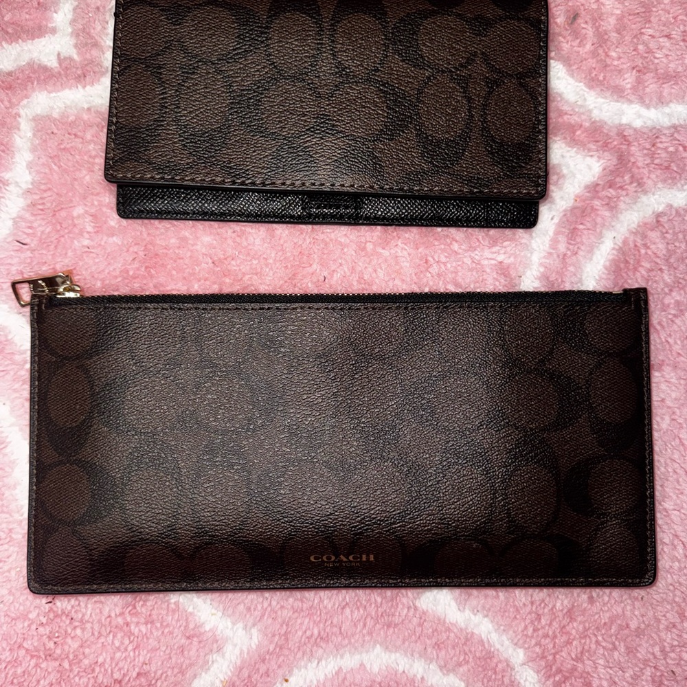 Coach Dark Brown Signature Clutch & wallet